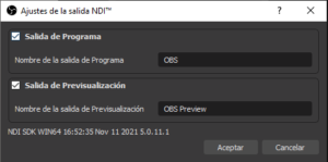 Salidas NDI en OBS